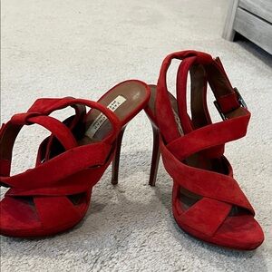 Zara Striking Red Cross-Strap Heels